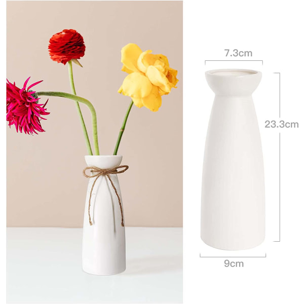Keramisk vase, høj hvid vase, moderne bordvase Decorati
