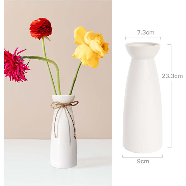 Keramisk Vase, Høj Hvid Vase, Moderne Bordvase Dekoration