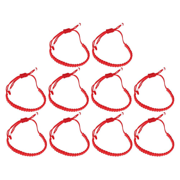 10 stk håndvævet flettet rødt armbånd Justerbart rebarmbånd dekorative røde reb