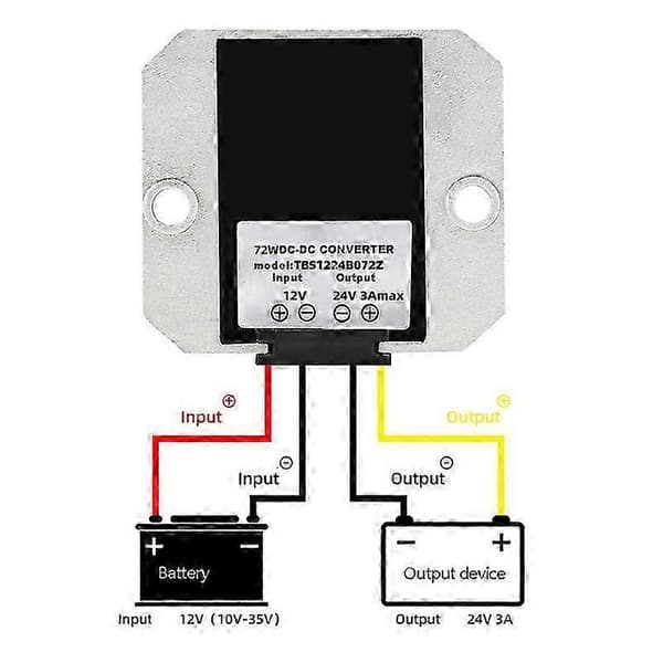 DC-DC Transverter 12V til 24V 3a 72W Vanntett Universal Bil Strømomformer Regulator