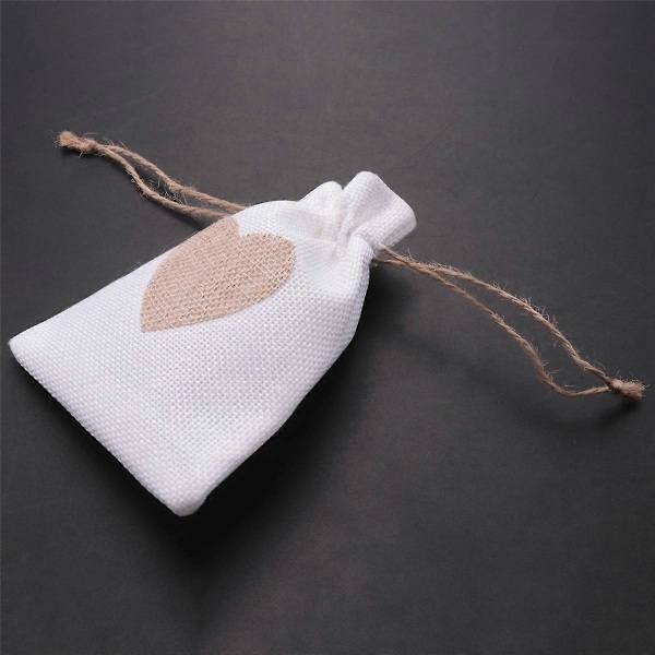 Jutesække, 20 stk. 10x14 cm Snøre Hjerte Jute Gavepose Slikposer Linnedlommer til Valentinsdag Jul