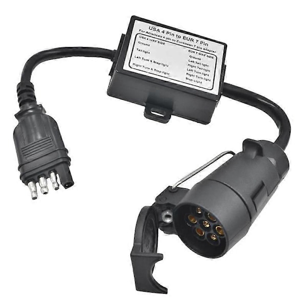 Trailer Connector USA 4-Pin Fladt Stik til Europæisk 7-Pin Stik 4 til 7 Trailer Lys Konverter Kredsløbsadapter