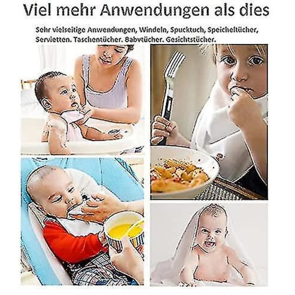 Musselinbleier Babysett med 6 80x80cm Musselin Stoff med forsterket kant