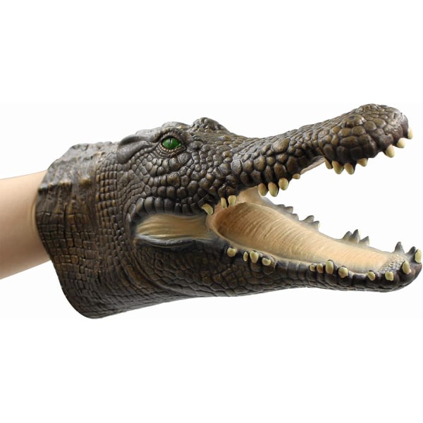 Alligaattorinukke krokotiilin päänuket Realistiset pehmeä lateksikumi eläinhansikas käsinukke lapsille