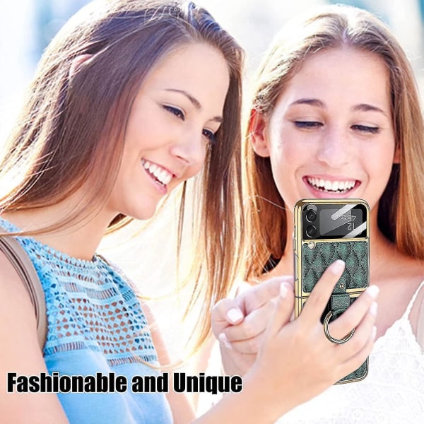 Rhomboid case med ring och galvaniseringsram för Samsung Galaxy Z Flip 3: Cover