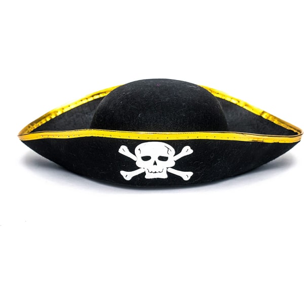 Tri Corner Pirate Hat - Three Cornered Buccaneer Costume Accessory Hat - 1 stk
