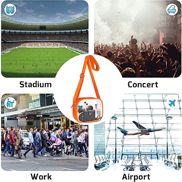 Klar Crossbody Taske, Stadion Godkendt Klar Pung Taske til Koncerter Sportsbegivenheder Festivaler Orange