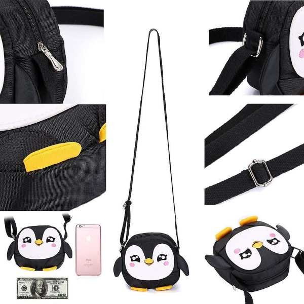 Penguin Little Girls Pieni kukkaro Olkalaukku Cross Body Messenger Bag vetoketjulla - Mukava sukkatäyte