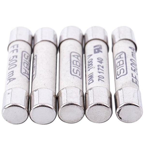 10 stk sølv+hvite keramikk 1000v 500ma 6,3 x 32mm hvite keramiske sikringer for multimeter 3 x 0,5 x 0,5