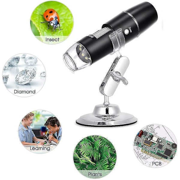 Digital Mikroskop 50x Til 1000x, 8 Justerbare LED-Lys