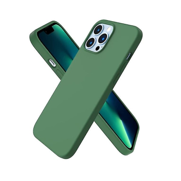 Chronus kompatibel med Iphone 13 Pro Max-deksel, slank flytende silikon 3-lags deksel med 2 * herdet glass skjermbeskytter, grønn
