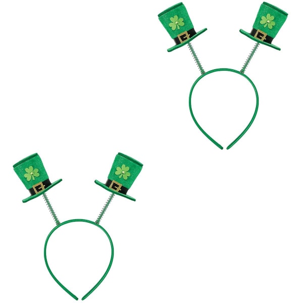 2 stk St Patricks pandebånd Clover Shamrock hår Hovedstykke Boppers festhat til kvinder (grøn)