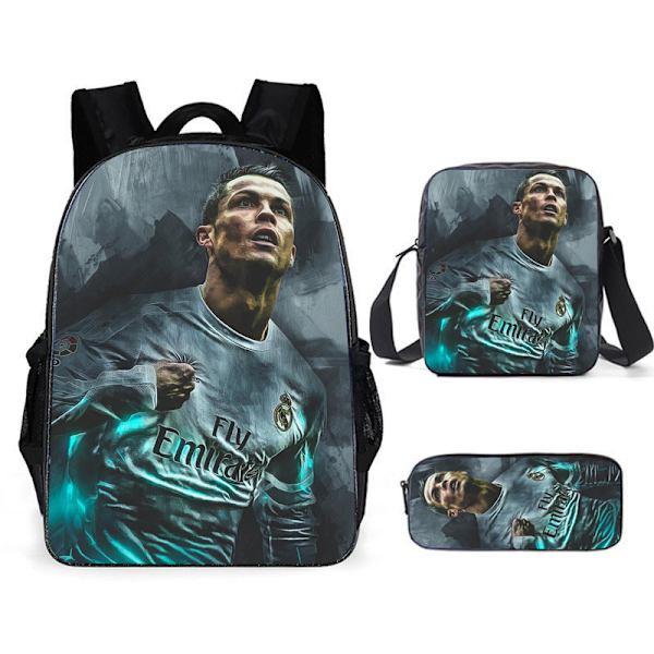 3 kpl/setti jalkapalloilija Lionel Messi reppu opiskelijan koululaukku T backpack