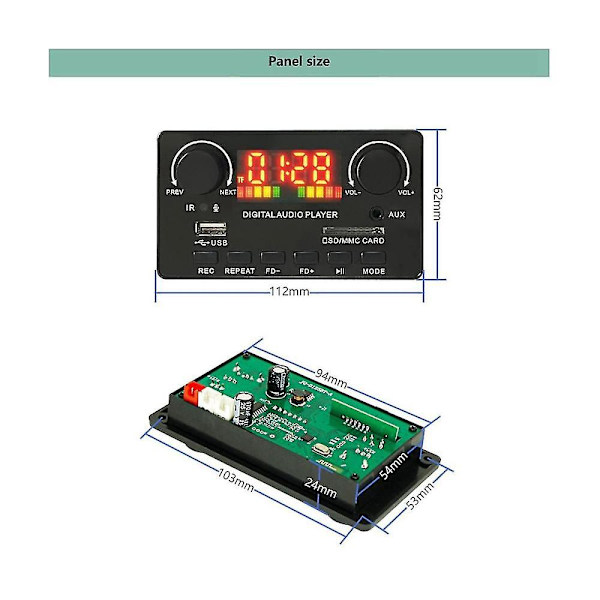 2x40w forsterker Bluetooth Mp3-spiller Wav dekoderkort dekoder Bluetooth-modul
