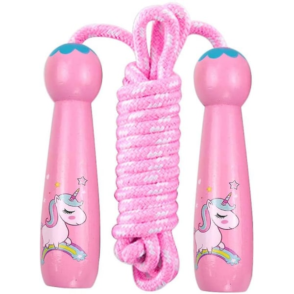 Children's Wooden Handle Skipping Rope-pink Unicorn