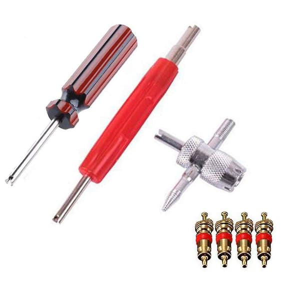 Dual/single Head Valve Core Remover Tools 4-way 4pcs Messing