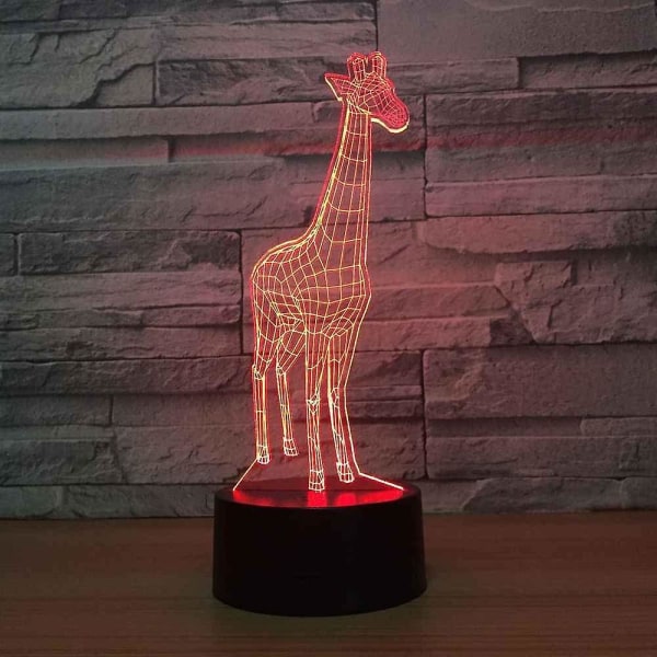 Natlys til børn,dyr Giraf Usb Indsæt Genopladelig 3d Illusion Lampe 16 farver Skift med fjernbetjening Soveværelses søvnlys