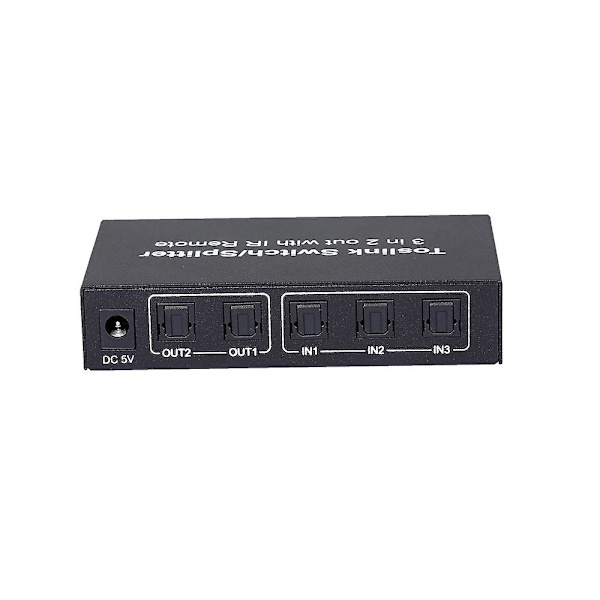 Nk-t32 3 i 2 ut Toslink-kabelomkopplare Splitter Spdif/toslink Optisk ljud 3x2 Switcher Spdif Splitter med IR-fjärrkontroll