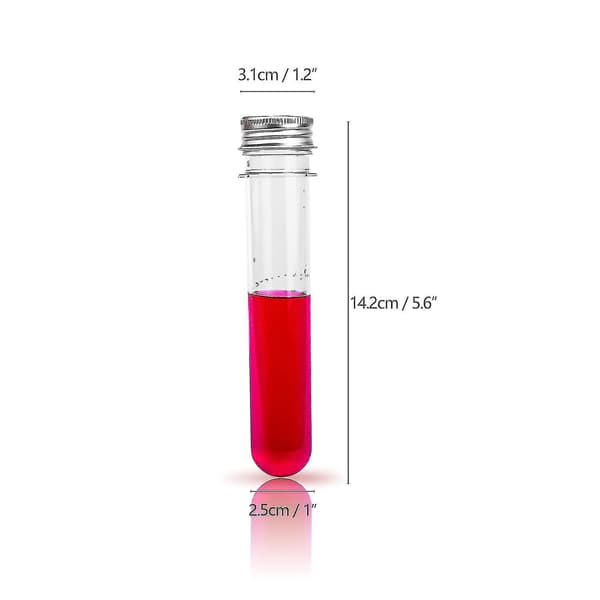14 läpinäkyvää putkea ruuvikorkilla 40ml
