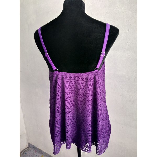 Kvinnors Tankini Bikini 2 Delar Baddräkt Set Spets Baddräkt M Purple M