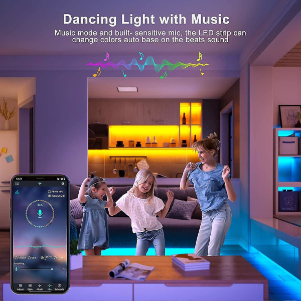 Led-remsor 20m, Rgb-led-remsor för sovrum, Musi
