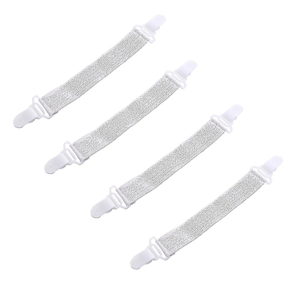 4 stk. Nylon Elastisk Bånd Senglaken Fiksering Spenne Sterke Plastklips Holder Seng