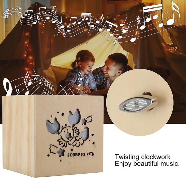 Tre Luminous Music Box Barn Gave Skorpionen Constellation Mønster Music Box
