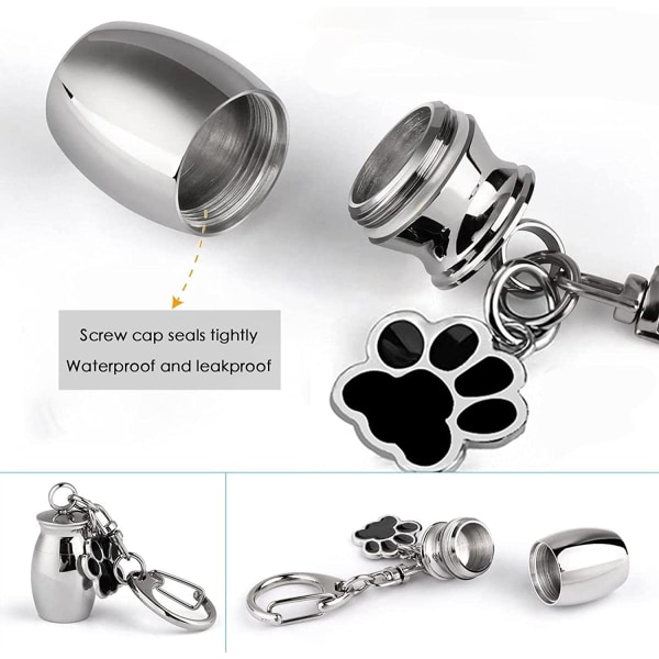 Pet Ashes Keychain- Rostfritt stål Pet Memorial Urna | Paw Pendant Small Pet Ashes Storage Box