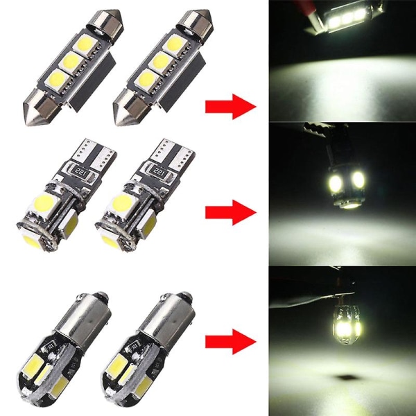 20 stk. LED-pærer til bilens interiør, kuppel, bagagerum, dørpladelys, Super Canbus, fejlfri indvendig lampe