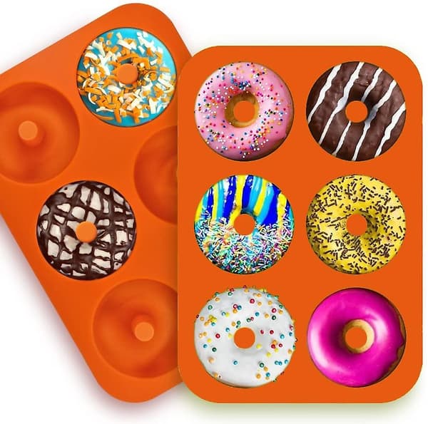 Silikone Donutforme, 6 hullet non-stick sikker Donut bageform