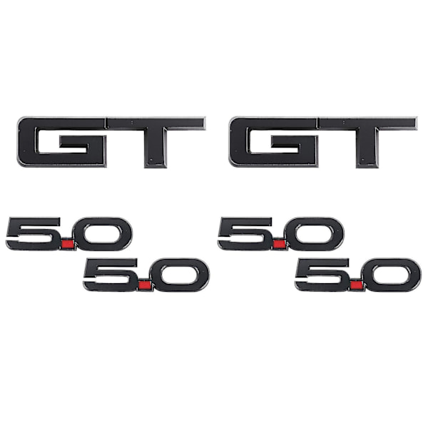 6 Pak Badge Emblemer Udskiftning Gt Emblem Plus 5.0 Emblemer Kompatibel Med Dekaler 2015-2017
