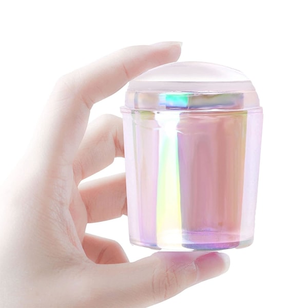 Nagellackstämpel. Nagelkonststämpelverktyg Aurora Magic Color Bottle Crystal Silikonhuvud med skrapa, DIY Manikyr