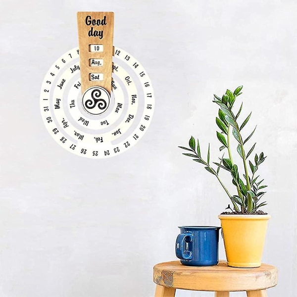 Rund roterende kalender, miljøvenlig materialekalender, genanvendelig trækalender