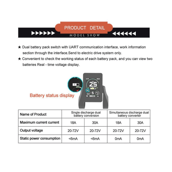 Dobbelt batteripakke afladningskonverter til Ebike 30a dobbelt batteripakke switch balance aflader 2