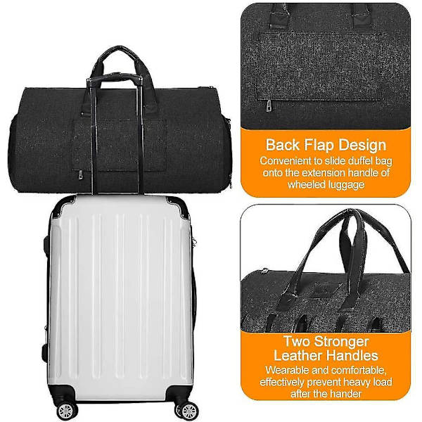 45\" Dressbærer Bag - Konvertibel klespose med skulderstropphåndtak Flerbruks duffelbag for oppbevaring og reise