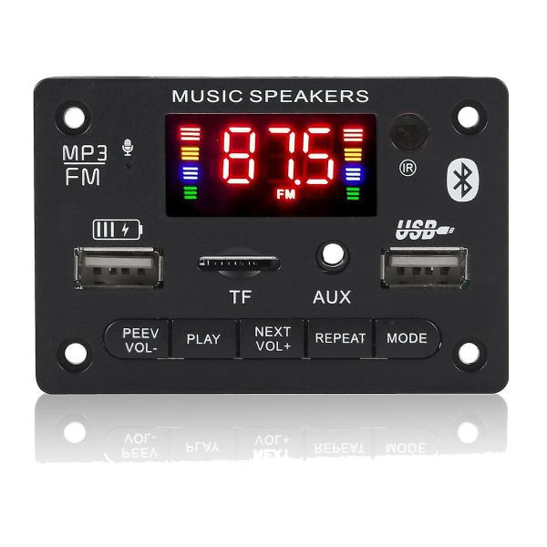 12V Bluetooth 5.0 Mp3-spiller dekoderkort 2x40w bilforsterker Fm-radiomodul støtte Tf Usb Aux H