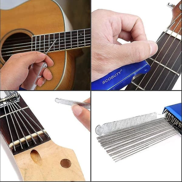 Gitarr Sadel Fil Sadel Mutter Slot Verktyg Gitarr Stall Fil Set För Gitarr, Akustisk Bas, Ukulele Bas, 13 Nålar Rostfritt Stål Spänne, Blå