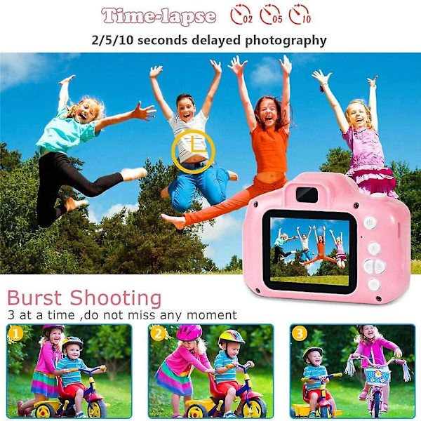 Abc børns kamera, 2,0 tommer genopladeligt digitalkamera til børn, stødsikkert 1080p HD videokamera med 32 GB Tf-kort gaver til 3-12-årige drenge