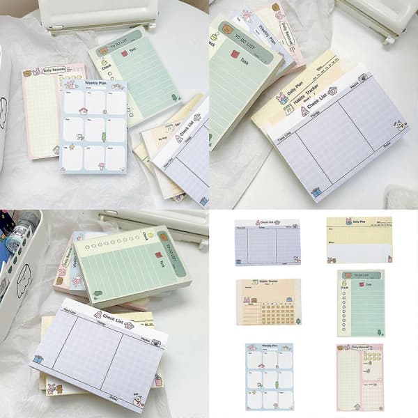 100 ark Kaniner Ugentlig Plan Dyr Memoblok Selvklæbende Sticky Notes Bjørn Sticky Notes til Studerende Kontorarbejdere bear