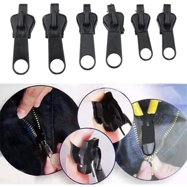 Fix a Zipper 6 Pack Zip Rescue Instant Repair Kit Replacement Black