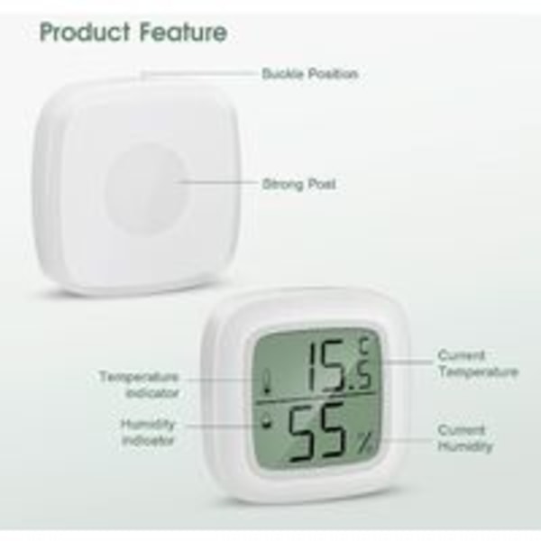 Indendørs termometer, hjemmetermometer 3 stk. Mini LCD bærbar indendørs hygrometer termometer -20℃ 60℃, 10% 99% RH Velegnet til børneværelser, ældre