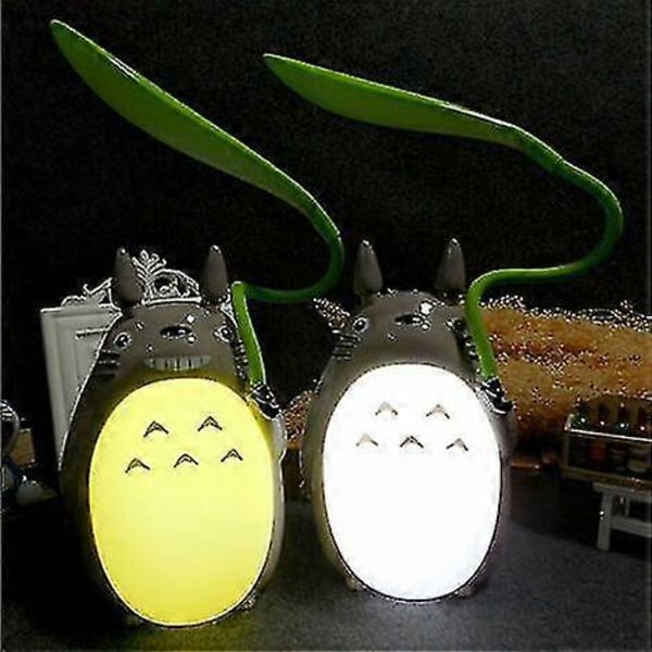 Bn-skrivbordslampa USB-laddning Tecknad Totoro, Kreativ Nattlampa Dubbel Användning (Vit Mage Chinchilla)-kartokner