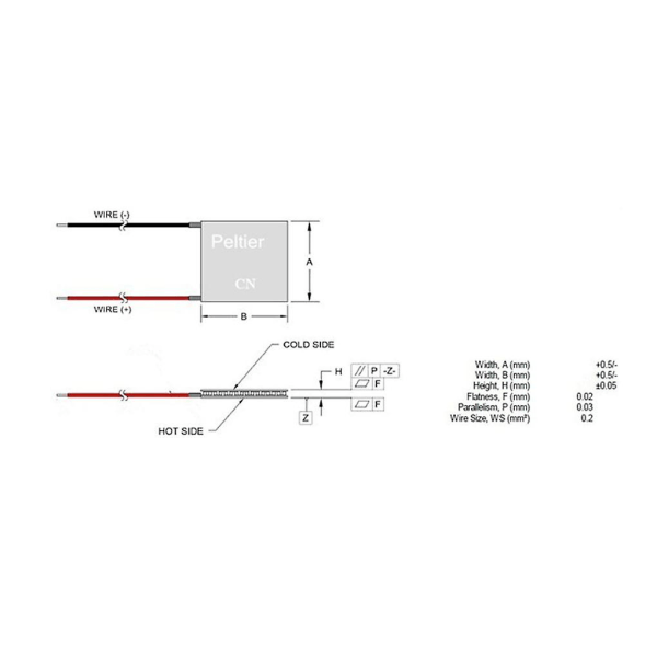 Tec1-12706 12706 Tec Termoelektrisk Køler Peltier 12v 5a