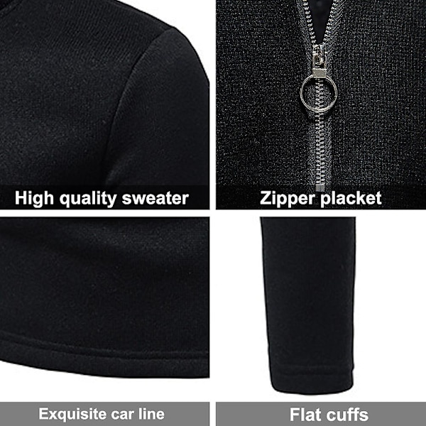 Herr löpartröjor med dragkedja 1/4 fleece pullover långärmad tröjor svart ,m