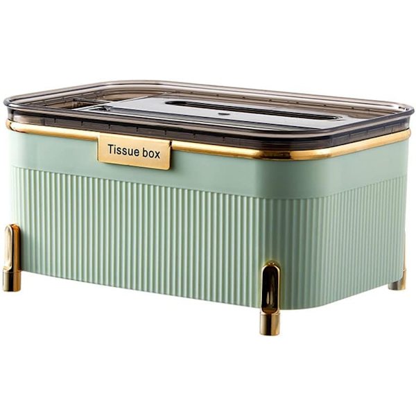 Rektangulär servettlådeöverdrag med förvaringsfack, dekorativ ansiktsvävnad light water green