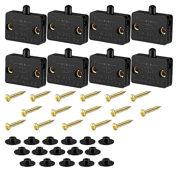 8 stk skaplampebryter automatisk dørbryter kontaktbryter for bruk på 12v 24v 110v(bl