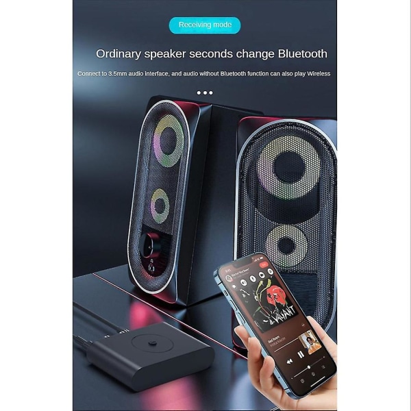 Bluetooth 5.3 lydmottaker trådløs Nfc lydadapter U-disk Rca 3,5 mm Aux stereomottaker