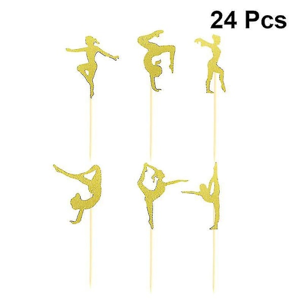 24 stk. kagepynt Fitness tema cupcake pynt Yoga Aerob