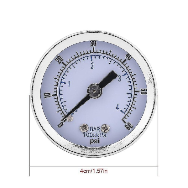 Tryckmätare, 0-60 Psi 0-4 Bar 1/8\" Bspt-gänga Vatten