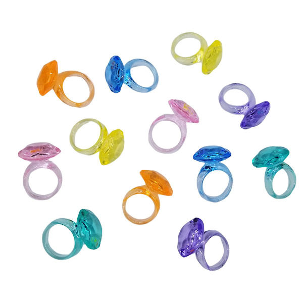 74 stk Leketøy Ring Morsomme Fargerike DIY Akryl Plast Ring Dekor